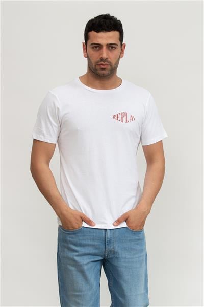 Replay Regular Erkek Bisiklet Yaka T-Shirt Beyaz