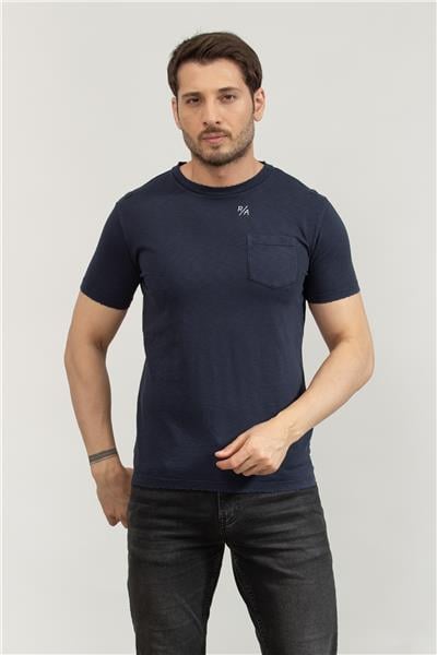 Replay Regular Erkek Bisiklet Yaka T-Shirt Mavi