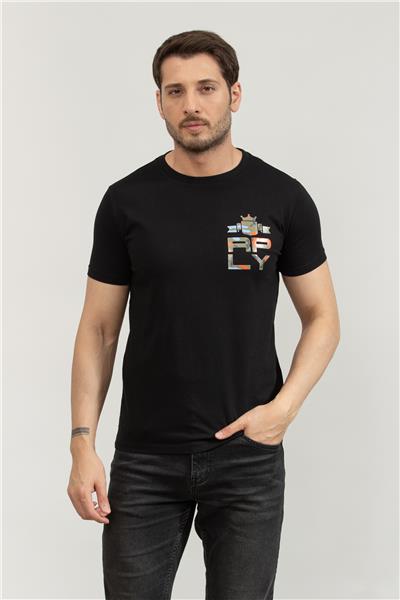 Replay Regular Erkek Bisiklet Yaka T-Shirt Siyah