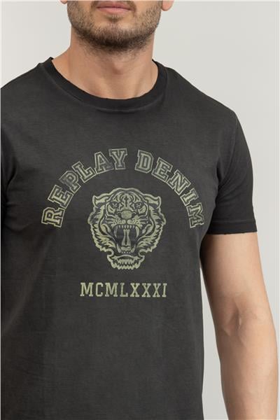 Replay Regular Erkek Bisiklet Yaka T-Shirt Siyah