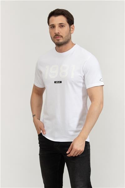 Replay Regular Erkek Bisiklet Yaka T-Shirt Beyaz