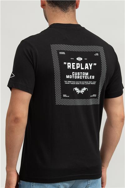 Replay Regular Erkek Bisiklet Yaka T-Shirt Siyah