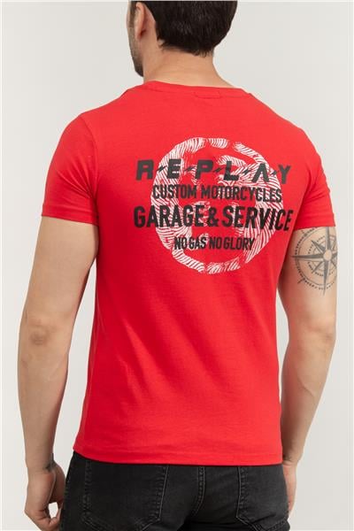 Replay Regular Erkek Bisiklet Yaka T-Shirt Kırmızı