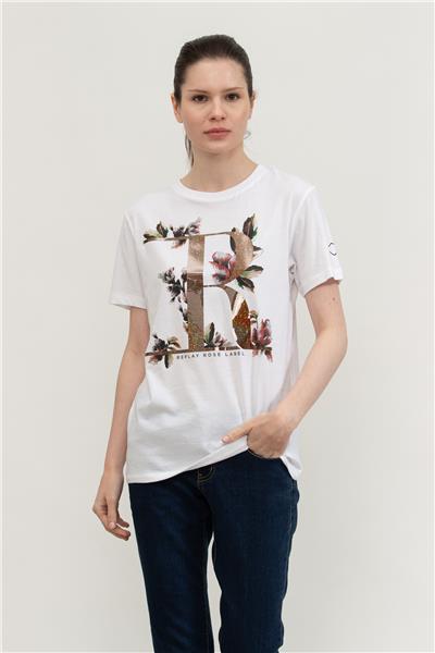 Replay Slim Kadın Bisiklet Yaka T-Shirt