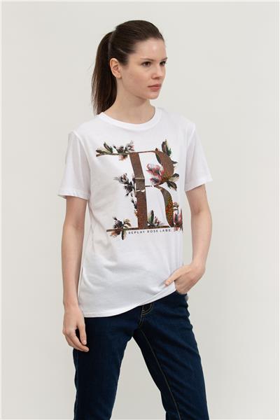 Replay Slim Kadın Bisiklet Yaka T-Shirt