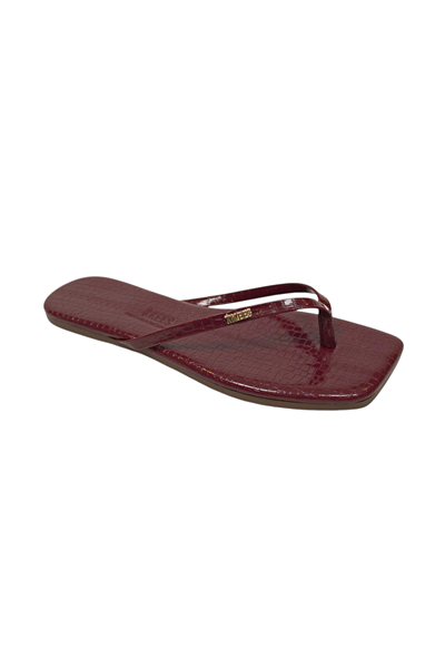Tkees Kadın Crocodile Bordo Metal Logo Kare Burun Terlik