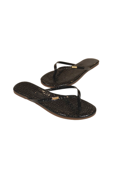 Tkees Kadın Crocodile Siyah Metal Logo Klasik Terlik