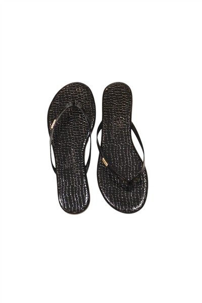 Tkees Kadın Crocodile Siyah Metal Logo Klasik Terlik