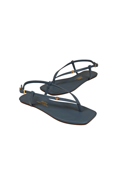 Tkees Kadın Parmak Arası Mavi Metal Logo Sandalet