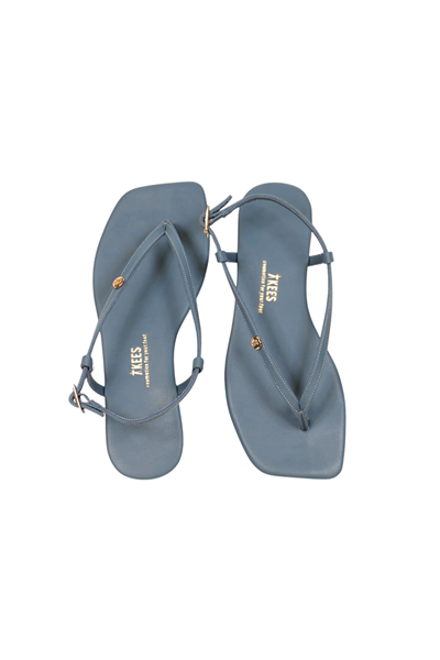 Tkees Kadın Parmak Arası Mavi Metal Logo Sandalet