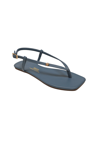 Tkees Kadın Parmak Arası Mavi Metal Logo Sandalet