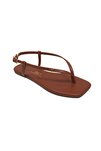 Tkees Kadın Parmak Arası Taba Metal Logo Sandalet