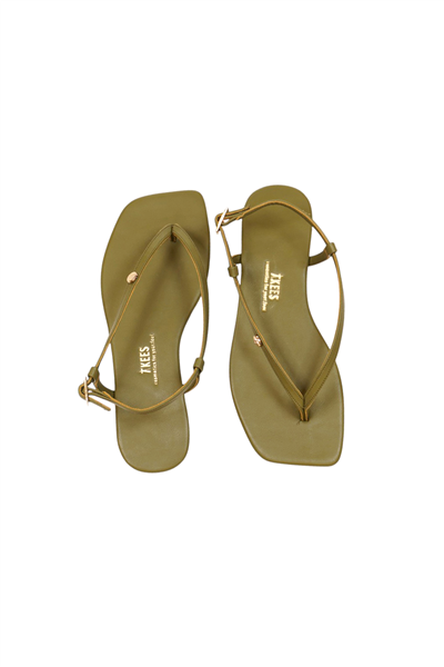 Tkees Kadın Parmak Arası Yeşil Metal Logo Sandalet