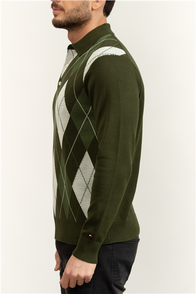Tommy Hilfiger Argyle LS Rugby Erkek Triko