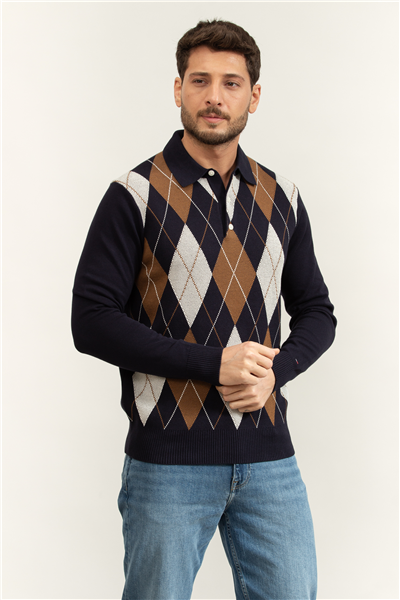 Tommy Hilfiger Argyle LS Rugby Erkek Triko