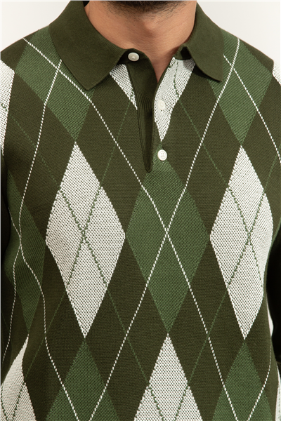 Tommy Hilfiger Argyle LS Rugby Erkek Triko