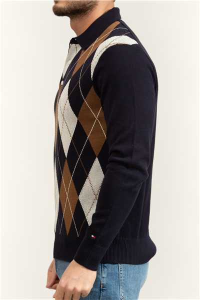 Tommy Hilfiger Argyle LS Rugby Erkek Triko