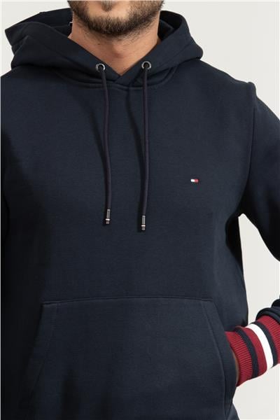Tommy Hilfiger Bold Global Erkek Kapüşonlu Sweatshirt Mavi