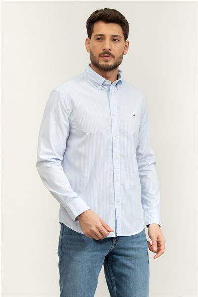Tommy Hilfiger Core Hairline Poplin RF Shirt Erkek Gömlek