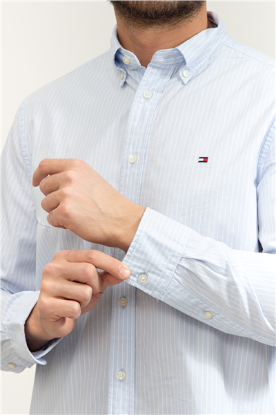 Tommy Hilfiger Core Hairline Poplin RF Shirt Erkek Gömlek