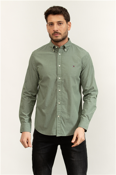 Tommy Hilfiger Core Hairline Poplin RF Shirt Erkek Gömlek