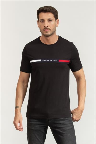 Tommy Hilfiger Hilfiger Chest Insert Tee Erkek Bisiklet Yaka T-Shirt