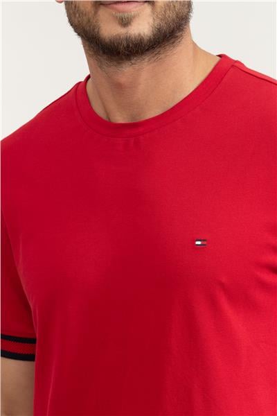 Tommy Hilfiger Erkek Bisiklet Yaka T-Shirt Kırmızı