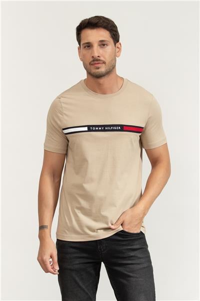 Tommy Hilfiger Hilfiger Chest Insert Tee Erkek Bisiklet Yaka T-Shirt