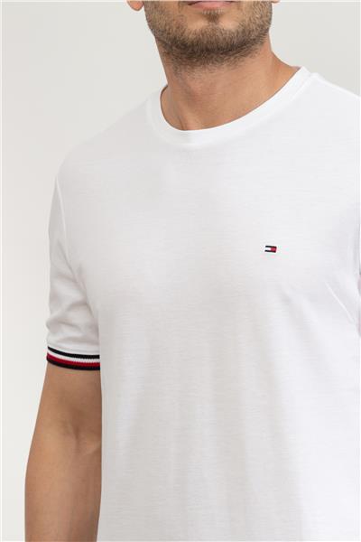 Tommy Hilfiger Erkek Bisiklet Yaka T-Shirt Beyaz