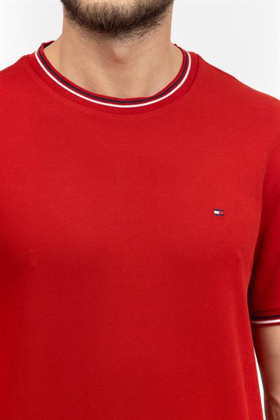 Tommy Hilfiger Erkek Bisiklet Yaka T-Shirt Kırmızı