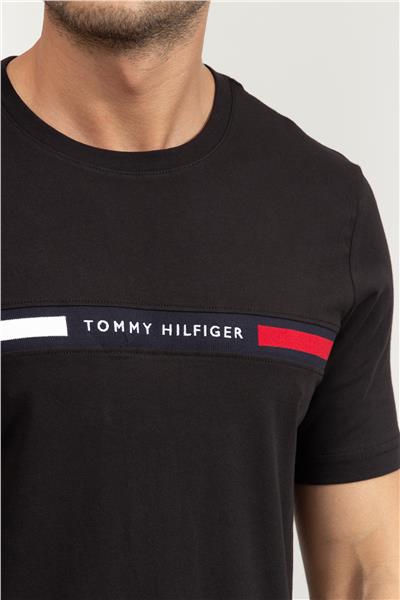 Tommy Hilfiger Hilfiger Chest Insert Tee Erkek Bisiklet Yaka T-Shirt