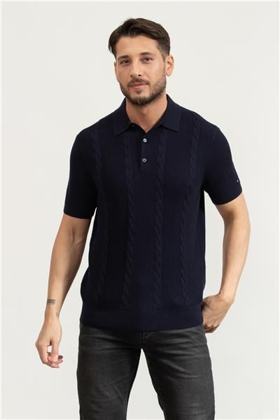 Tommy Hilfiger Erkek Polo Yaka T-Shirt Mavi