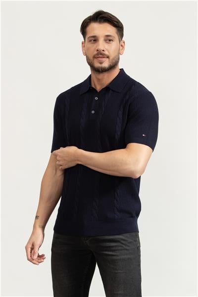 Tommy Hilfiger Erkek Polo Yaka T-Shirt Mavi