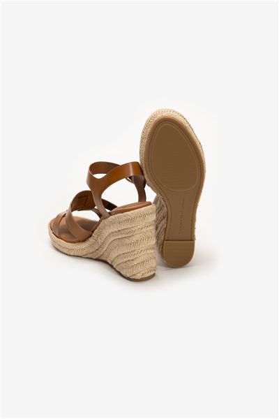 Tommy Hilfiger Espadrille High Wedge Leather Kadın Espadril