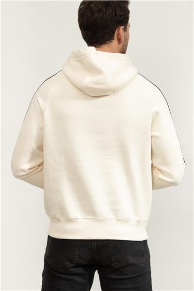 Tommy Hilfiger Global Stripe Erkek Kapüşonlu Sweatshirt Bej