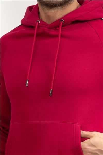 Tommy Hilfiger Global Stripe Erkek Kapüşonlu Sweatshirt Kırmızı