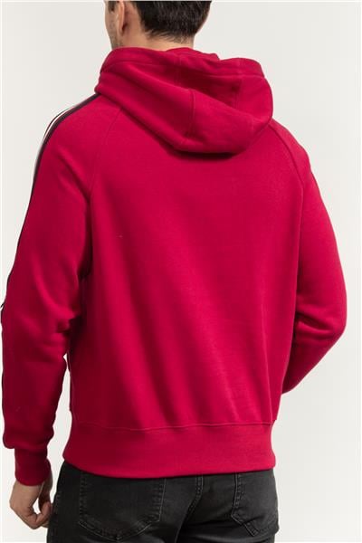 Tommy Hilfiger Global Stripe Erkek Kapüşonlu Sweatshirt Kırmızı