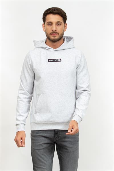 Tommy Hilfiger Graphic Erkek Kapüşonlu Sweatshirt Gri