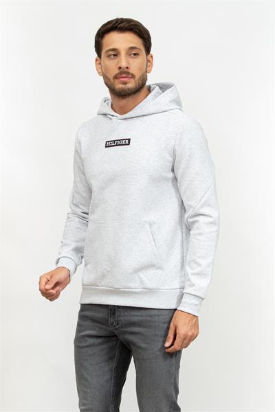 Tommy Hilfiger Graphic Erkek Kapüşonlu Sweatshirt Gri