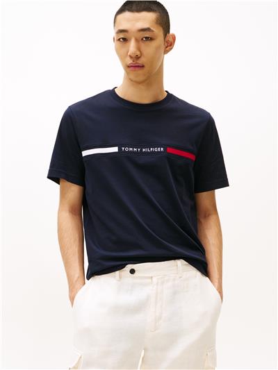 Tommy Hilfiger Hilfiger Chest Insert Tee Erkek Bisiklet Yaka T-Shirt