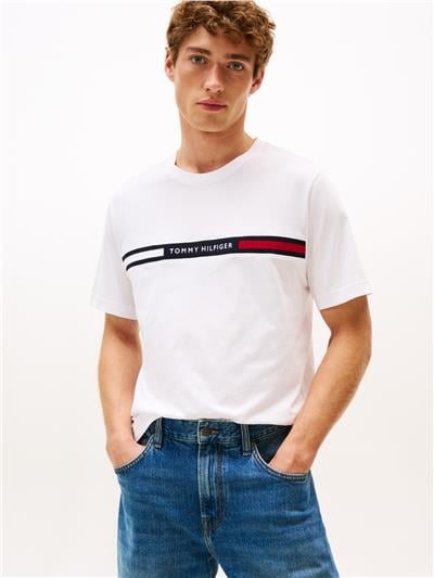 Tommy Hilfiger Hilfiger Chest Insert Tee Erkek Bisiklet Yaka T-Shirt