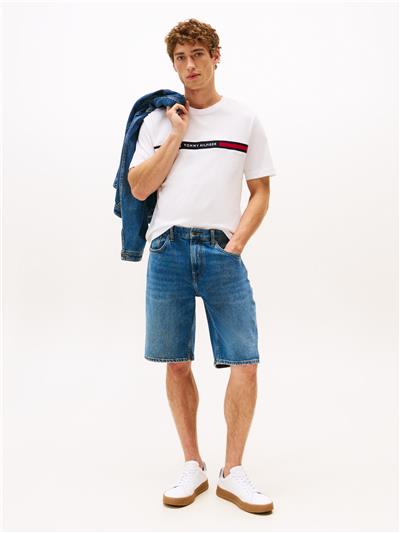 Tommy Hilfiger Hilfiger Chest Insert Tee Erkek Bisiklet Yaka T-Shirt