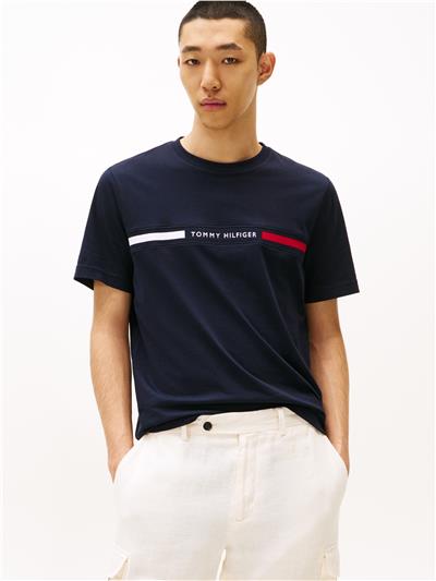 Tommy Hilfiger Hilfiger Chest Insert Tee Erkek Bisiklet Yaka T-Shirt