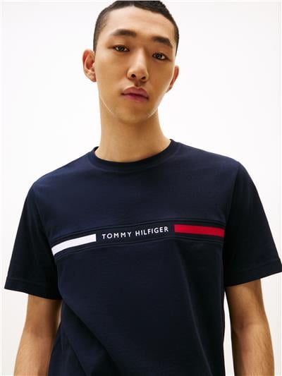 Tommy Hilfiger Hilfiger Chest Insert Tee Erkek Bisiklet Yaka T-Shirt