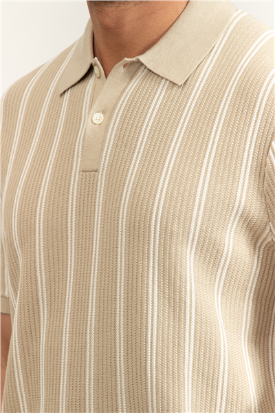 Tommy Hilfiger Knitted Vertical Stripe SS Polo Erkek Triko