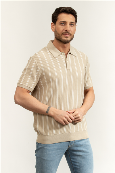 Tommy Hilfiger Knitted Vertical Stripe SS Polo Erkek Triko
