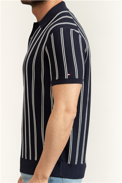 Tommy Hilfiger Knitted Vertical Stripe SS Polo Erkek Triko
