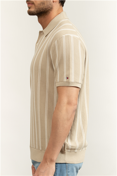 Tommy Hilfiger Knitted Vertical Stripe SS Polo Erkek Triko
