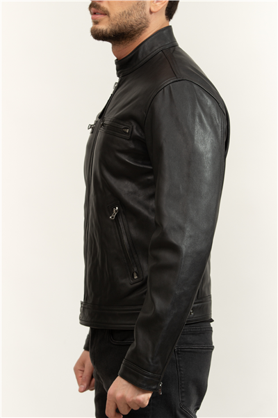 Tommy Hilfiger Leather Café Racer Erkek Deri Mont