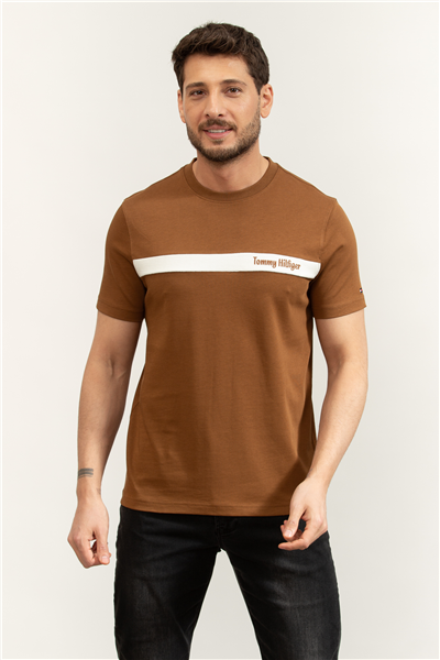 Tommy Hilfiger Loopback Stripe Graphic Tee Erkek Bisiklet Yaka T-Shirt